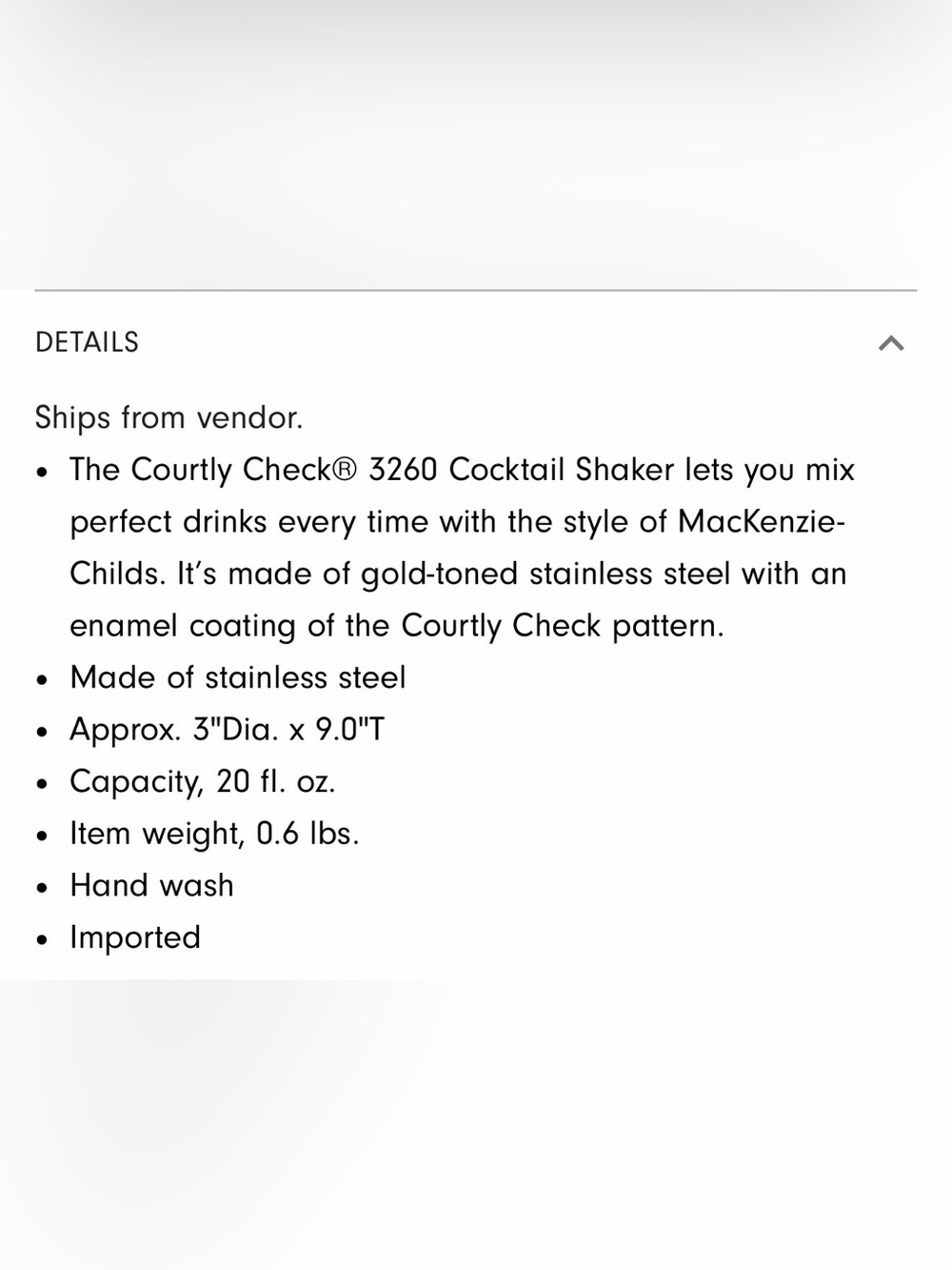 Mackenzie Childs Courtly Check Cocktail Shaker - Picture 3 of 3